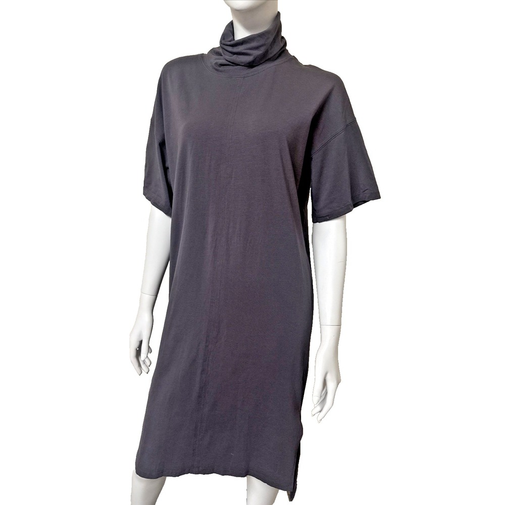 Lululemon Women's LA Funnel Neck Short Sleeve T-Shirt Dress Black Size 6